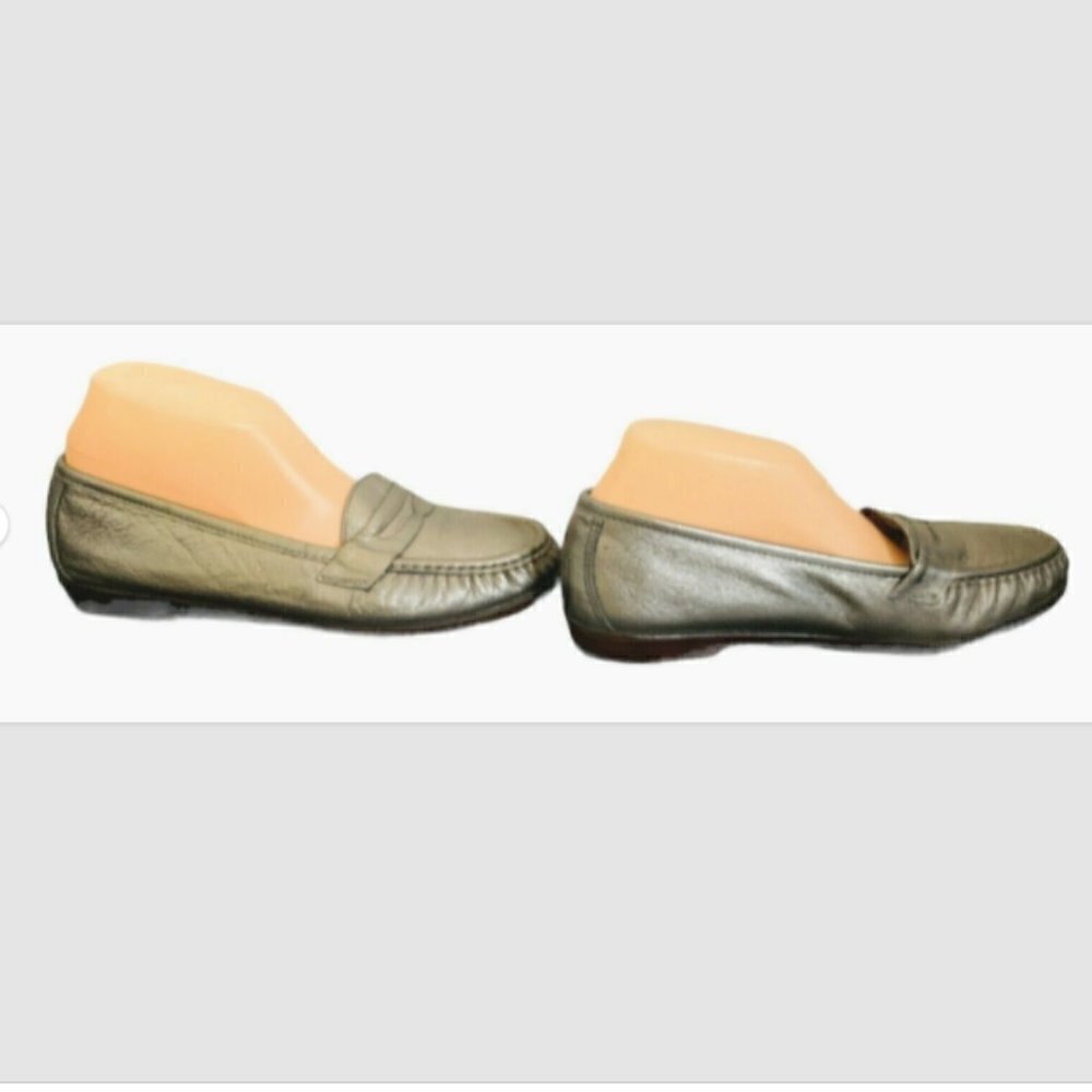 SAS Pewter Leather Comfort Penny Loafers Sz‎ 9-1/2 M #222F - Picture 7 of 11